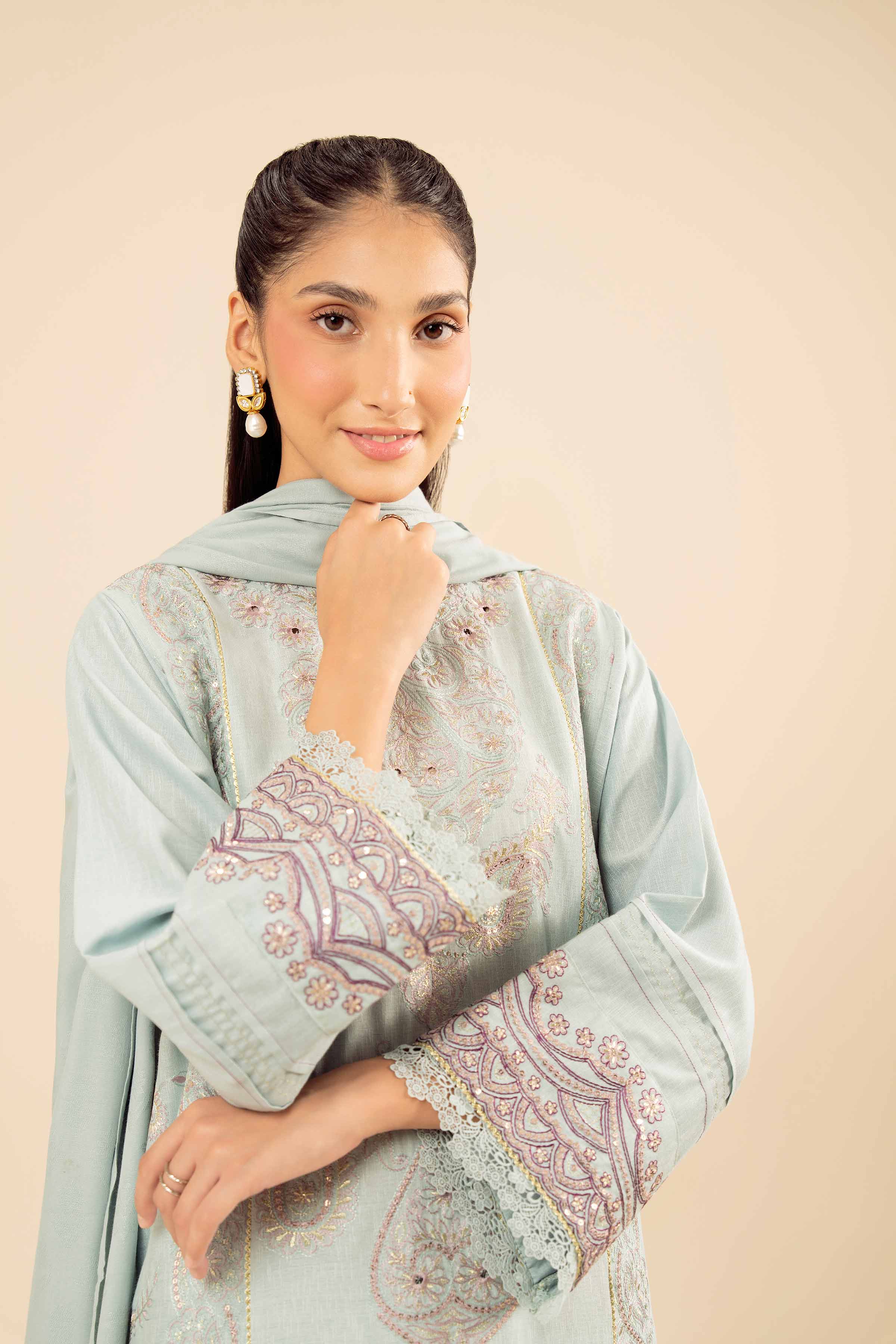 3 Piece - Embroidered Suit - PW25-88 - Image 7