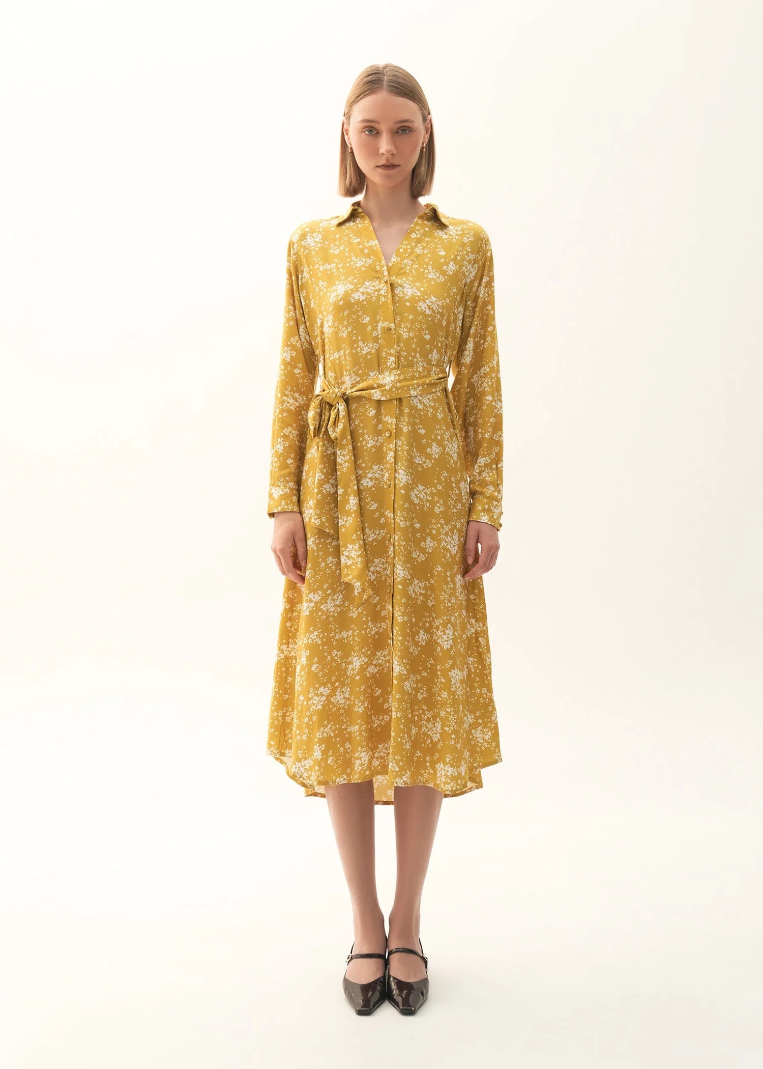 Printed Flared Dress With Belt - KOA - Image 3