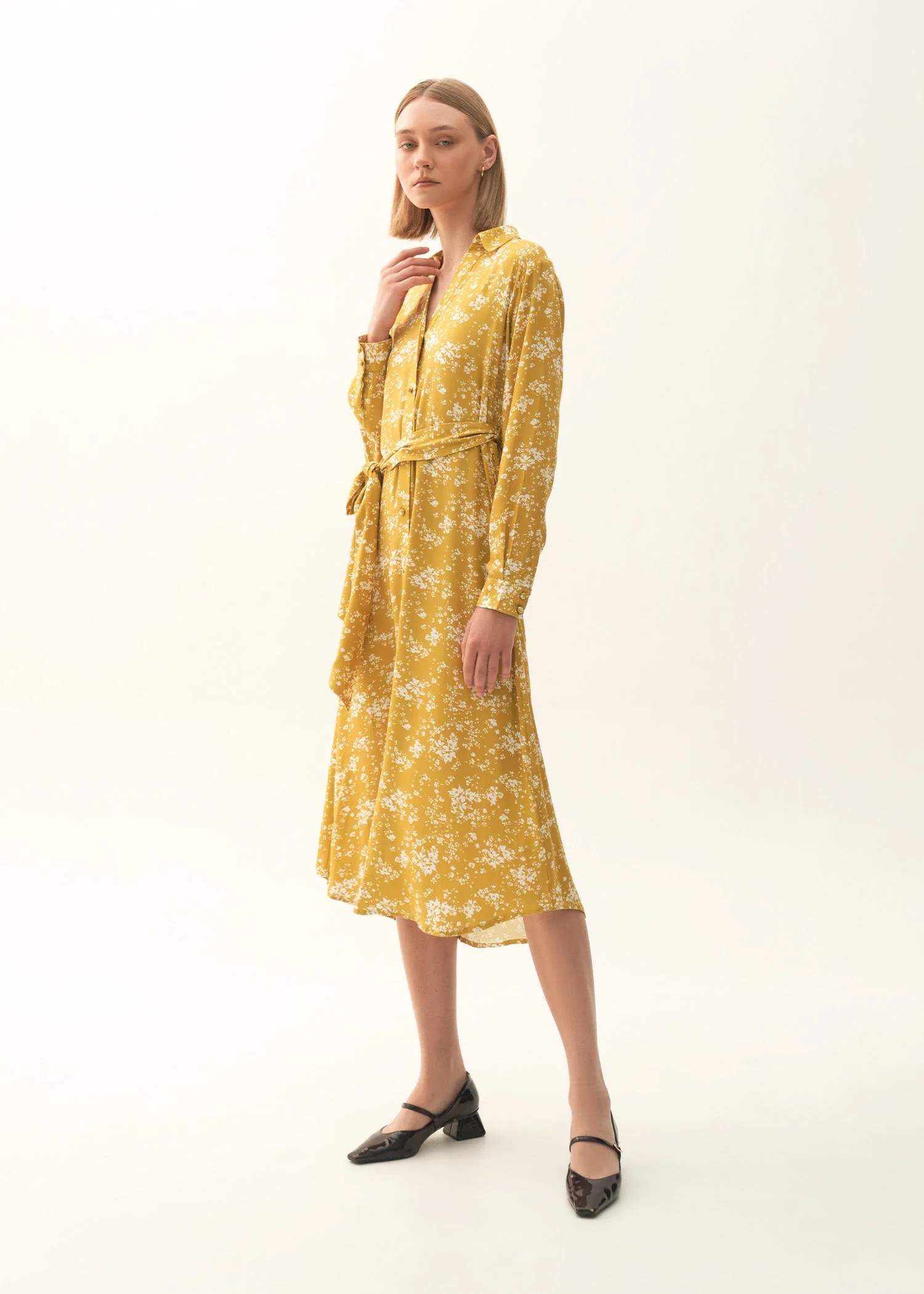 Printed Flared Dress With Belt - KOA - Image 5