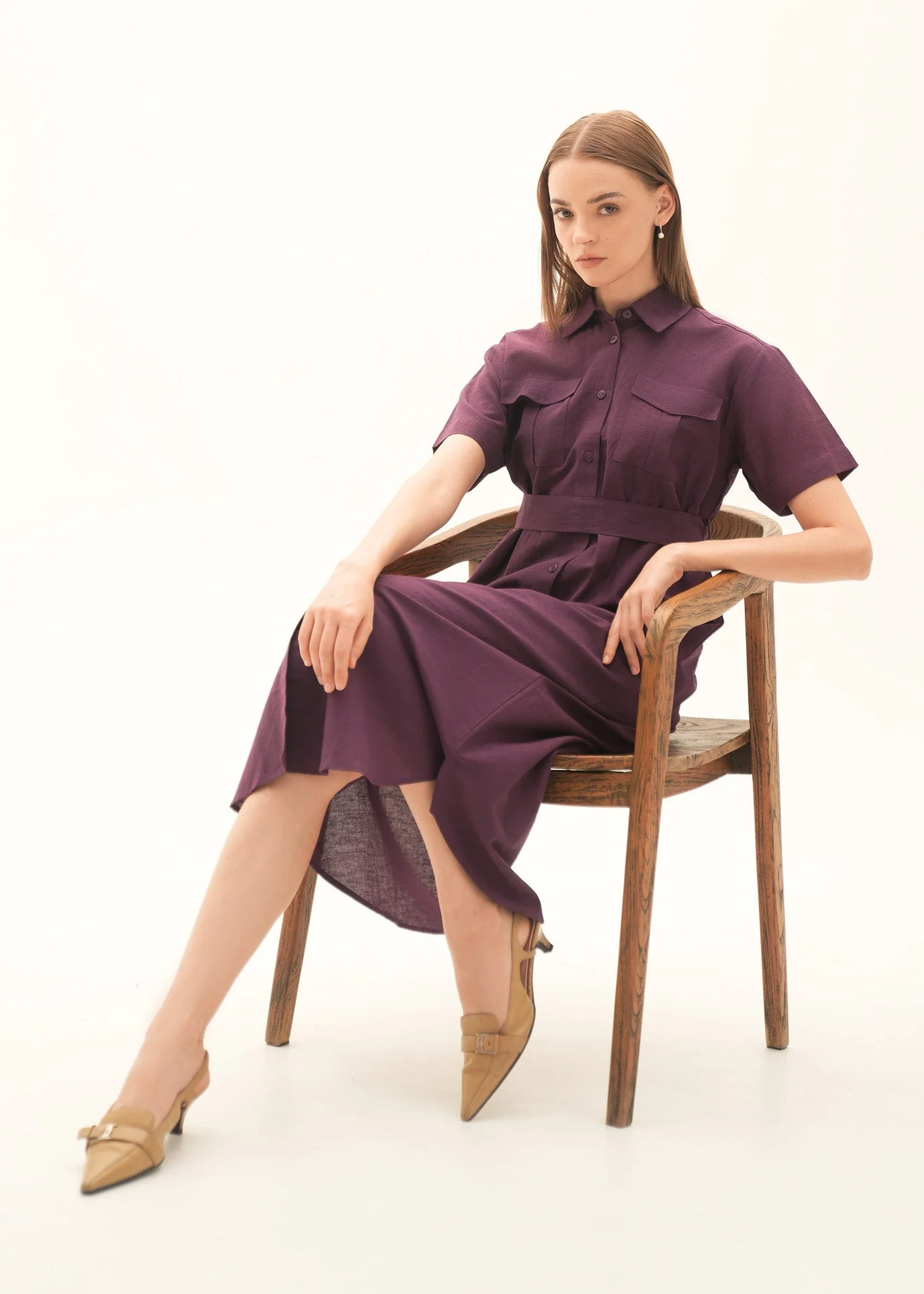 Button Down Linen Blend Dress - KOA - Image 7