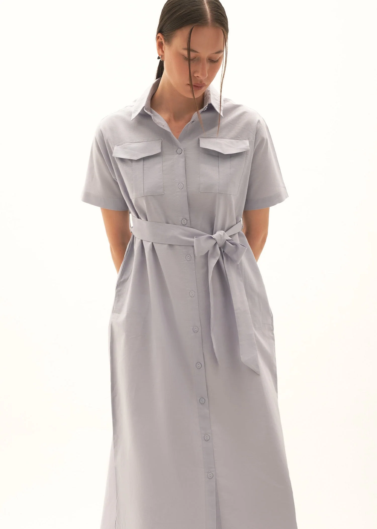 Button Down Linen Blend Dress - KOA - Image 2