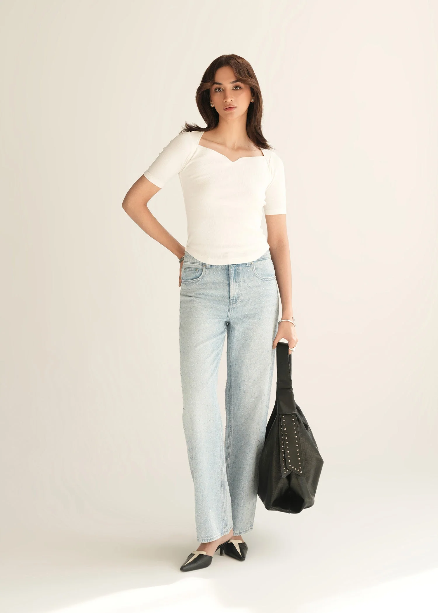 Ribbed Sweetheart Neckline Top - KOA - Image 2