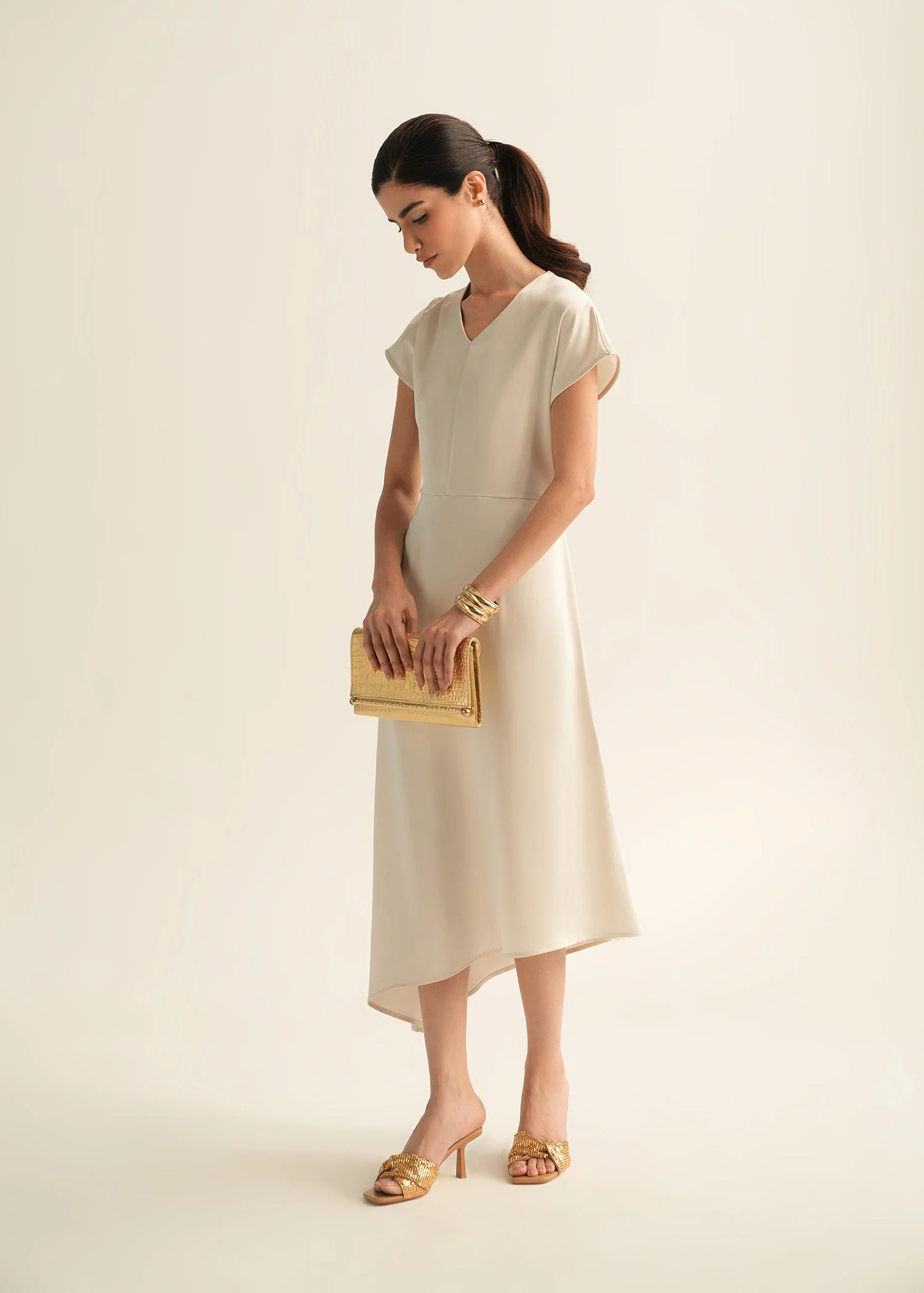 Asymmetrical Satin Dress - KOA