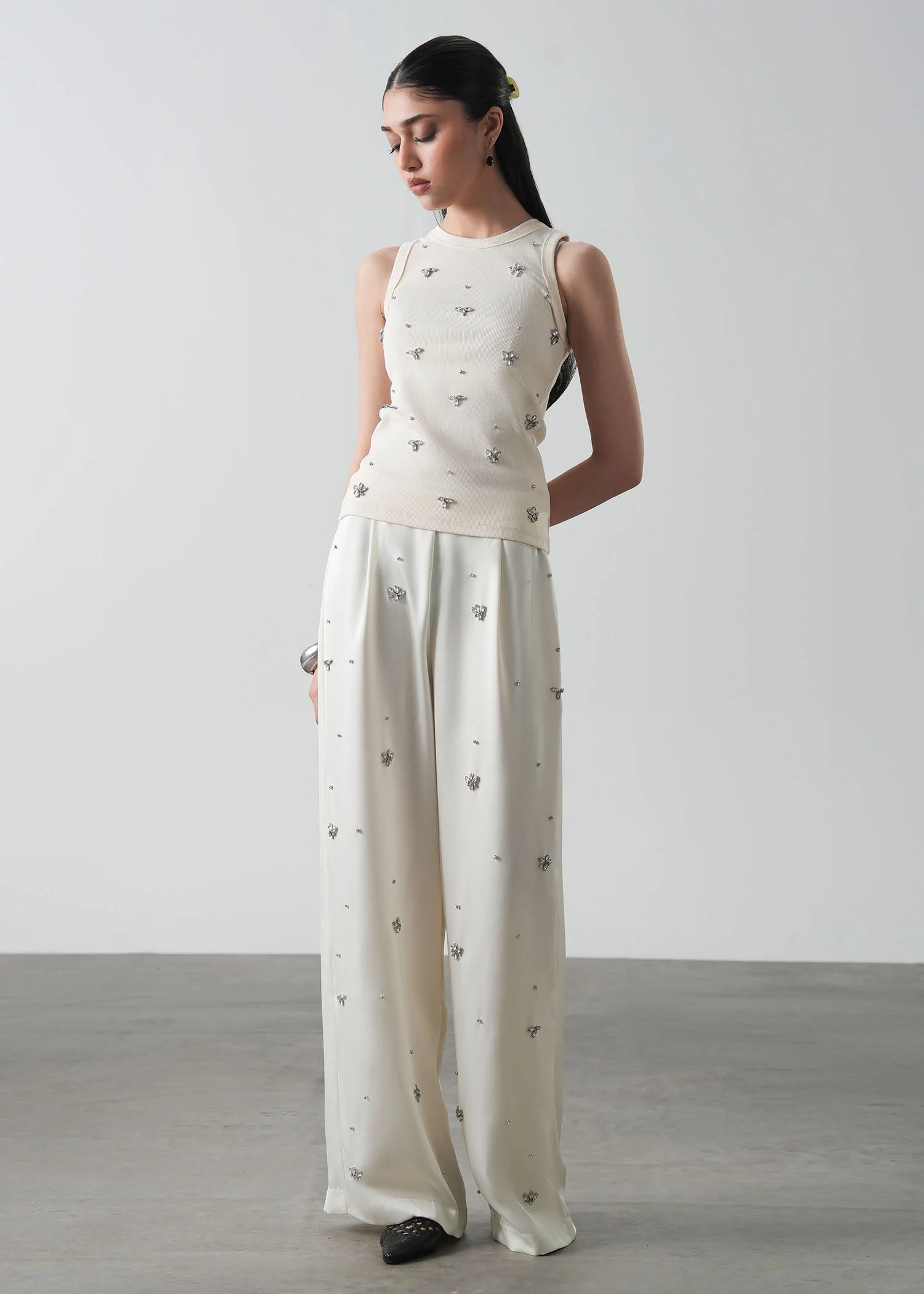 Embellished Satin Pants- WS26-120 - Image 3