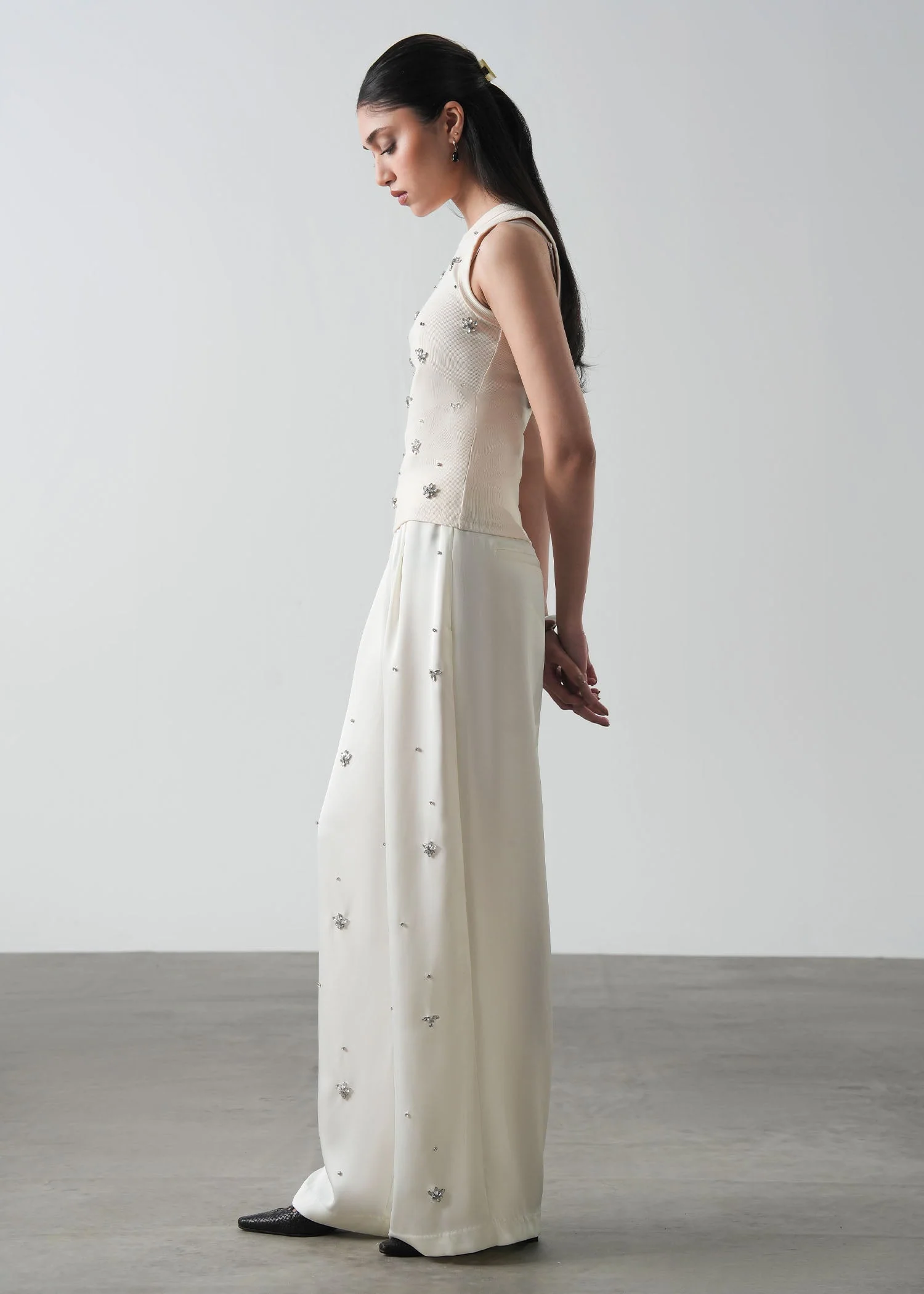 Embellished Satin Pants- WS26-120 - Image 4