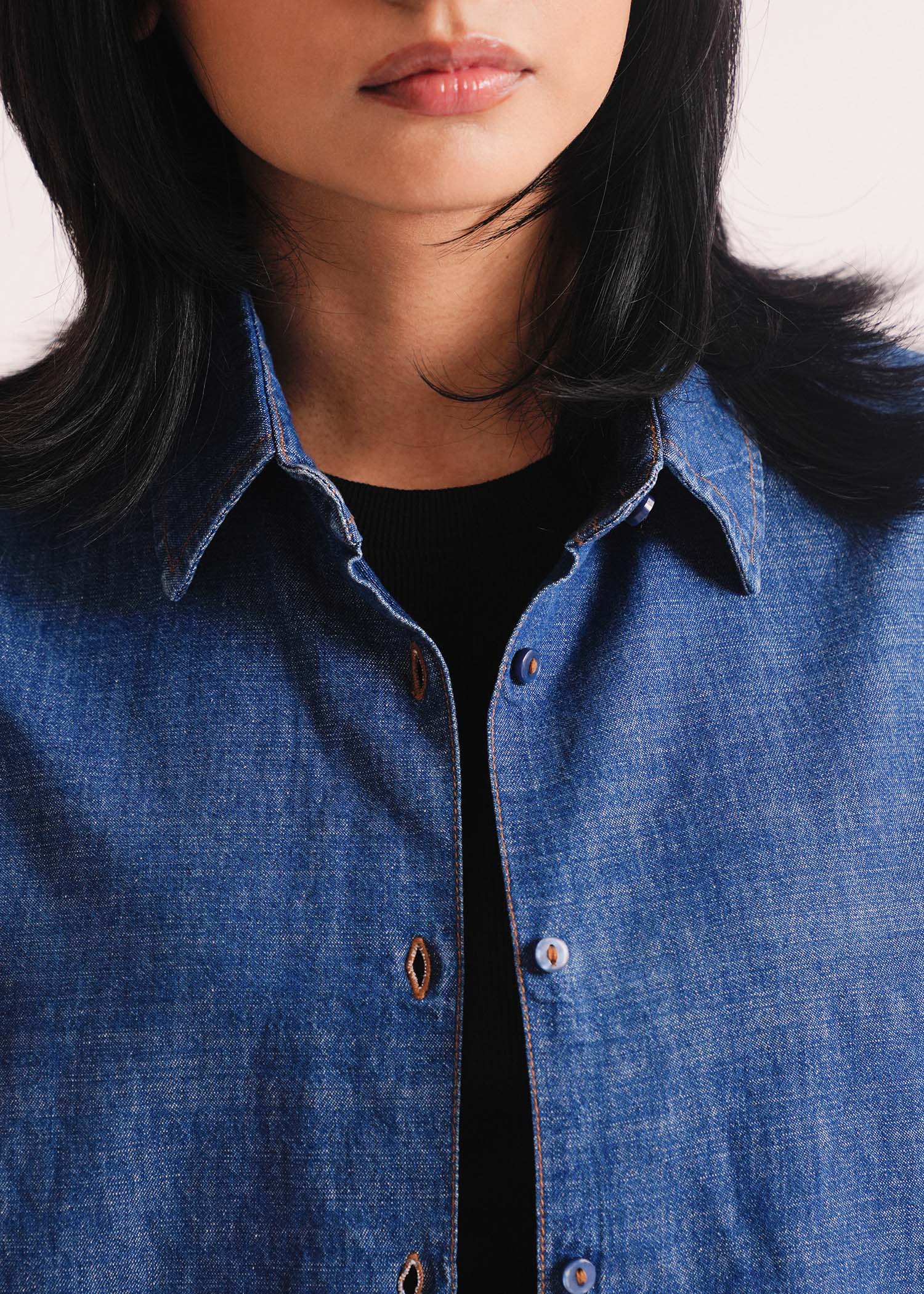 Denim Button Down Shirt- WS26-178 - Image 3