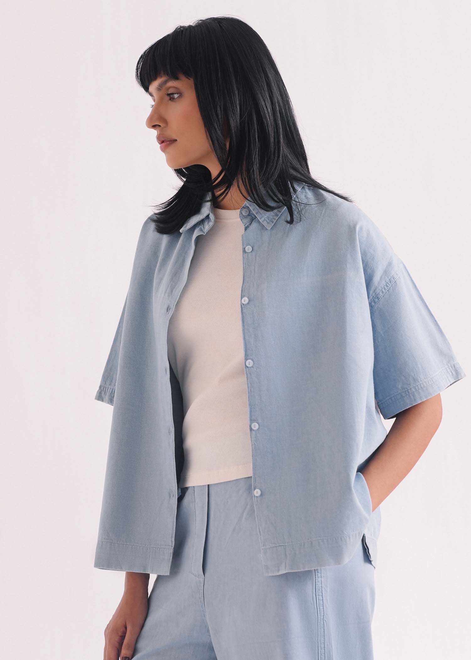 Denim Button Down Shirt- WS26-179 - Image 3