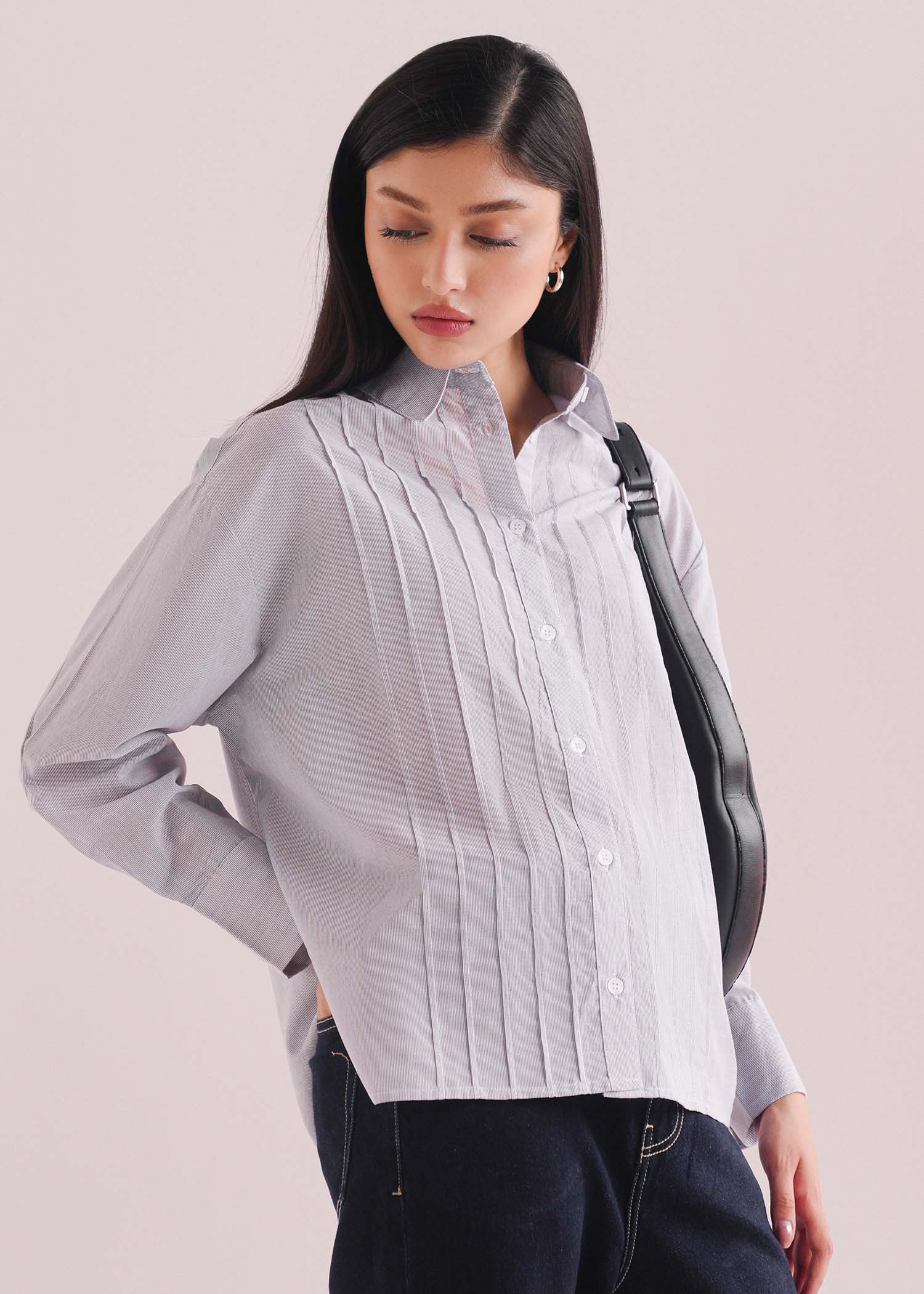 Textured Shirt with Pleats- WS26-256 - Image 2