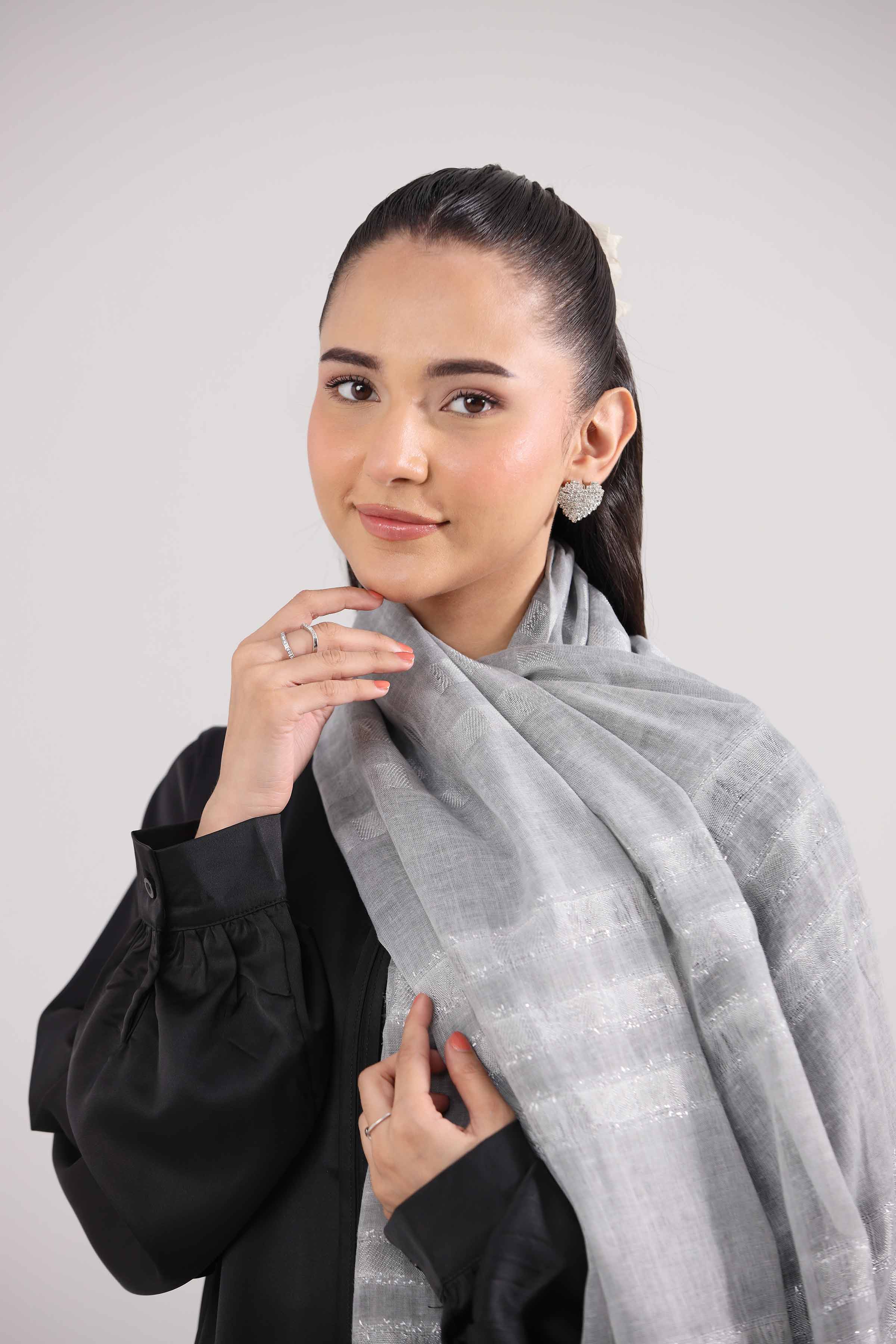 Grey Women Scarf-442362111 - Image 2