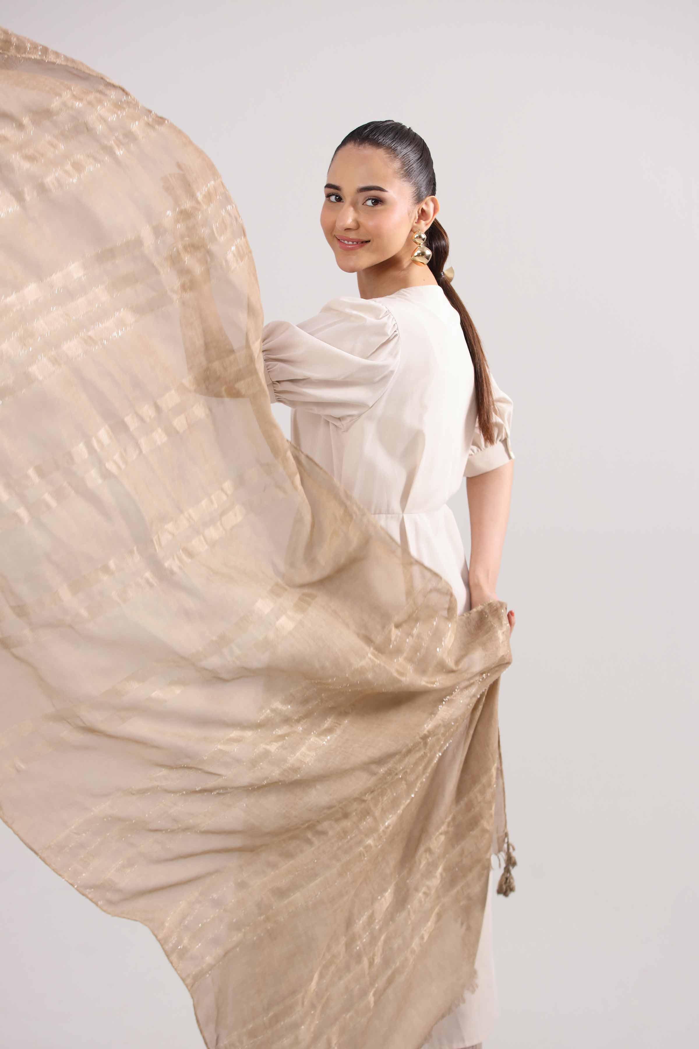 Khaki Women Scarf-442362130 - Image 4