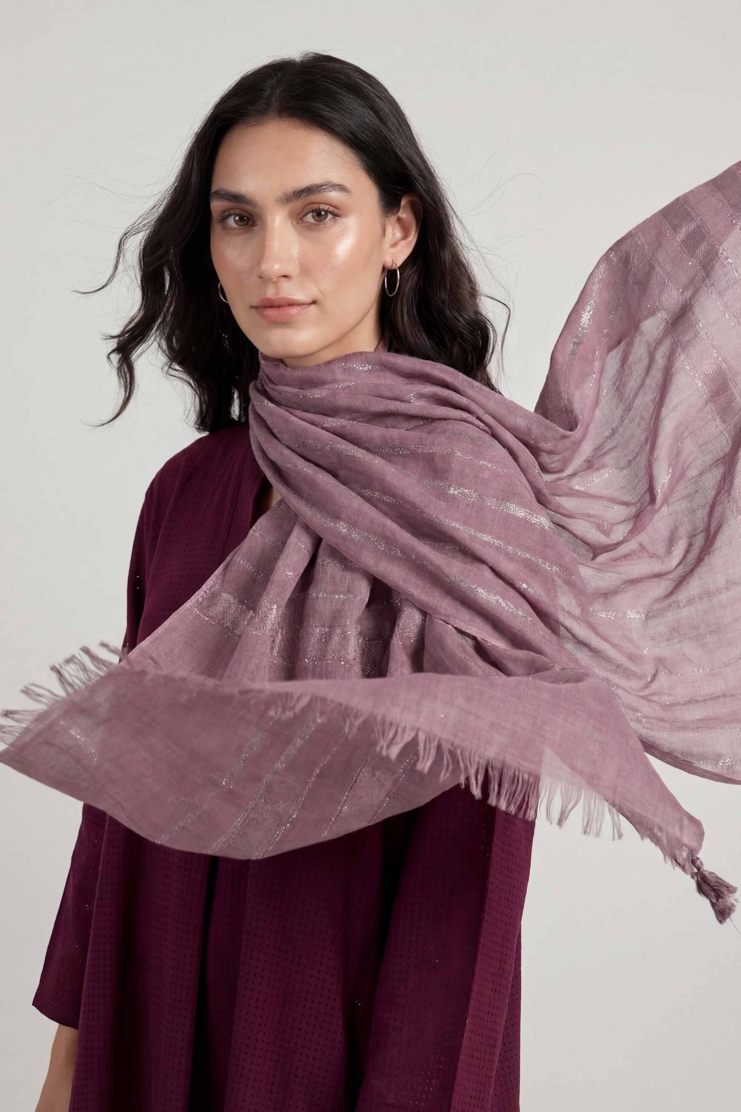 Purple Women Scarf-447782109 - Image 5