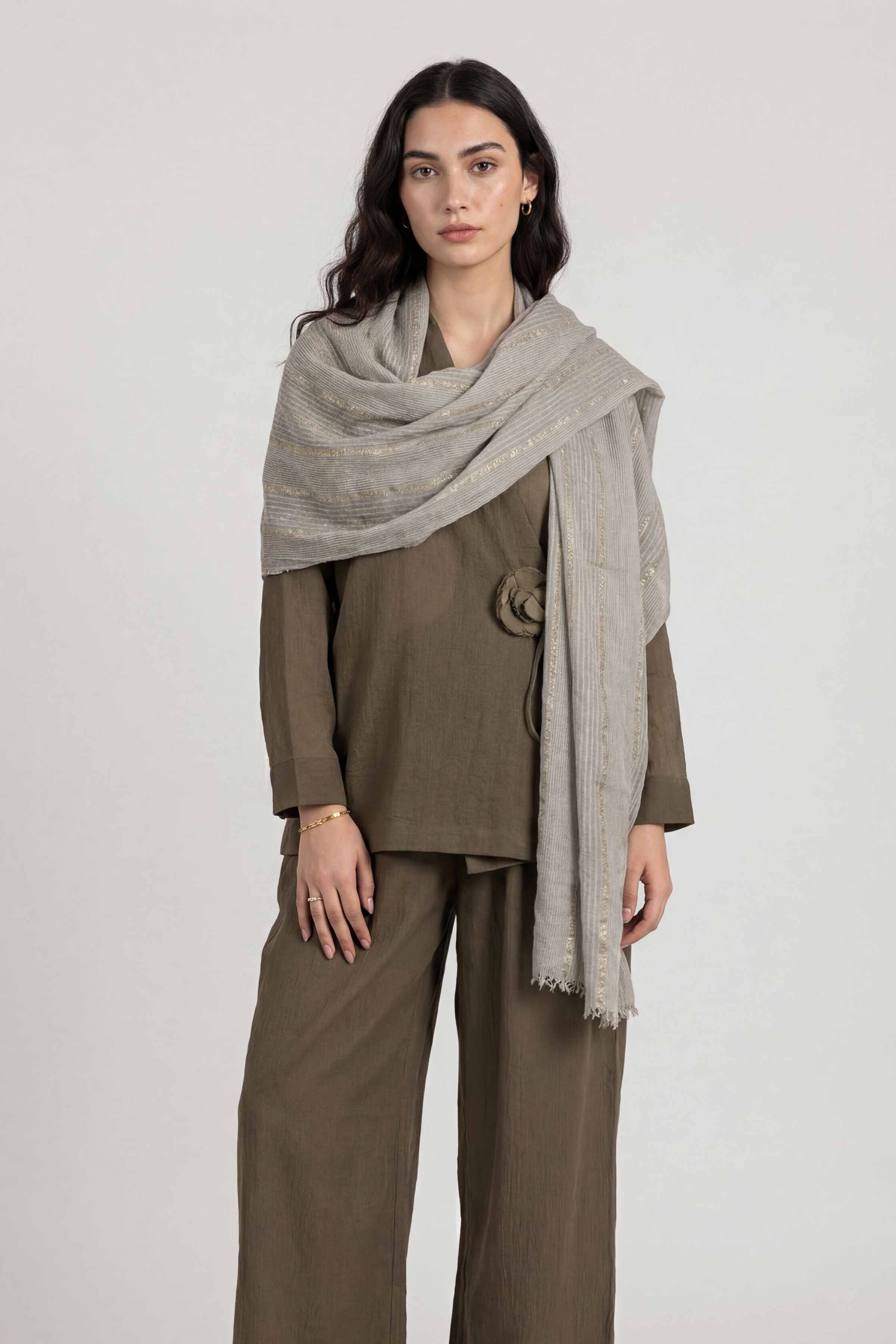 Grey Women Scarf-447792111 - Image 2