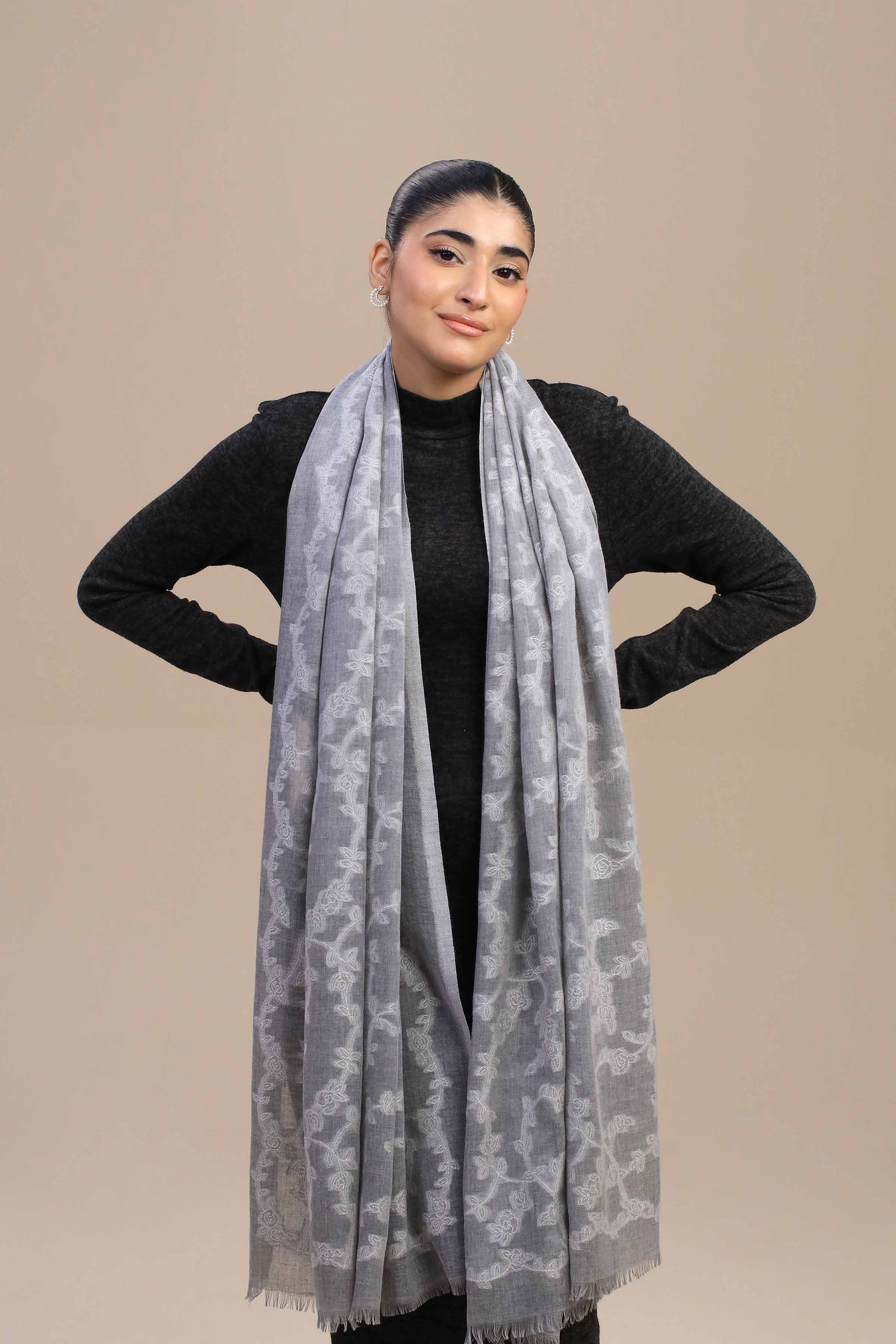 Grey Women Shawl-446772111 - Image 2