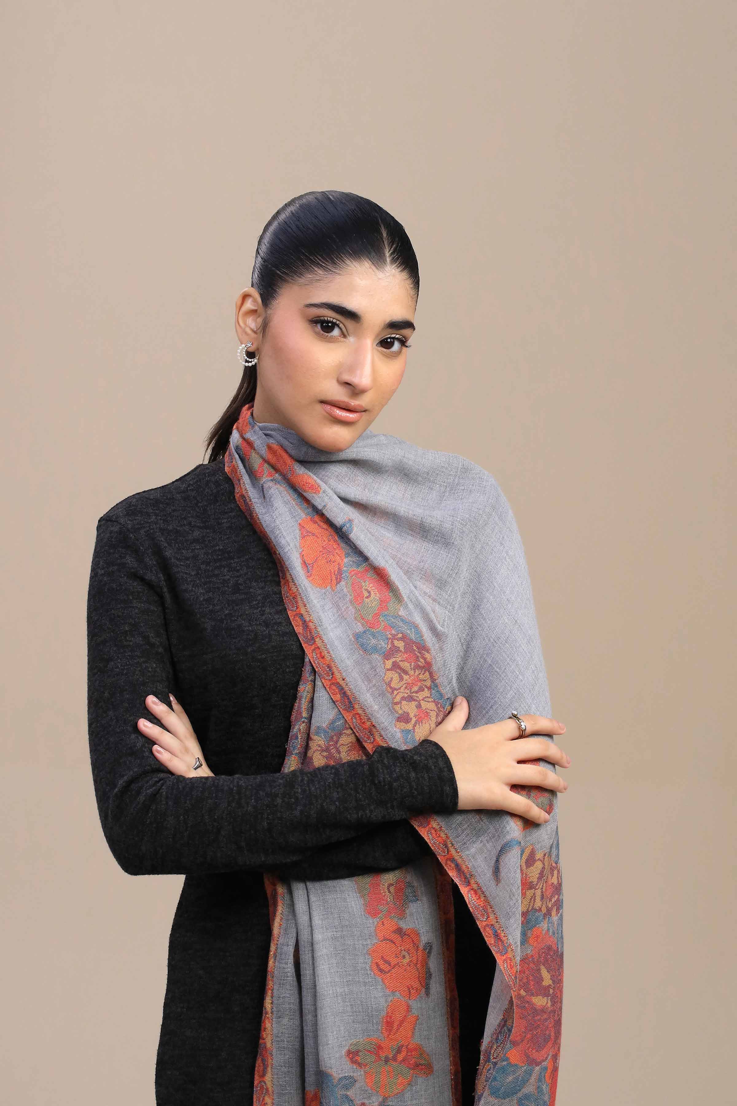 Grey Women Shawl-446782111 - Image 3