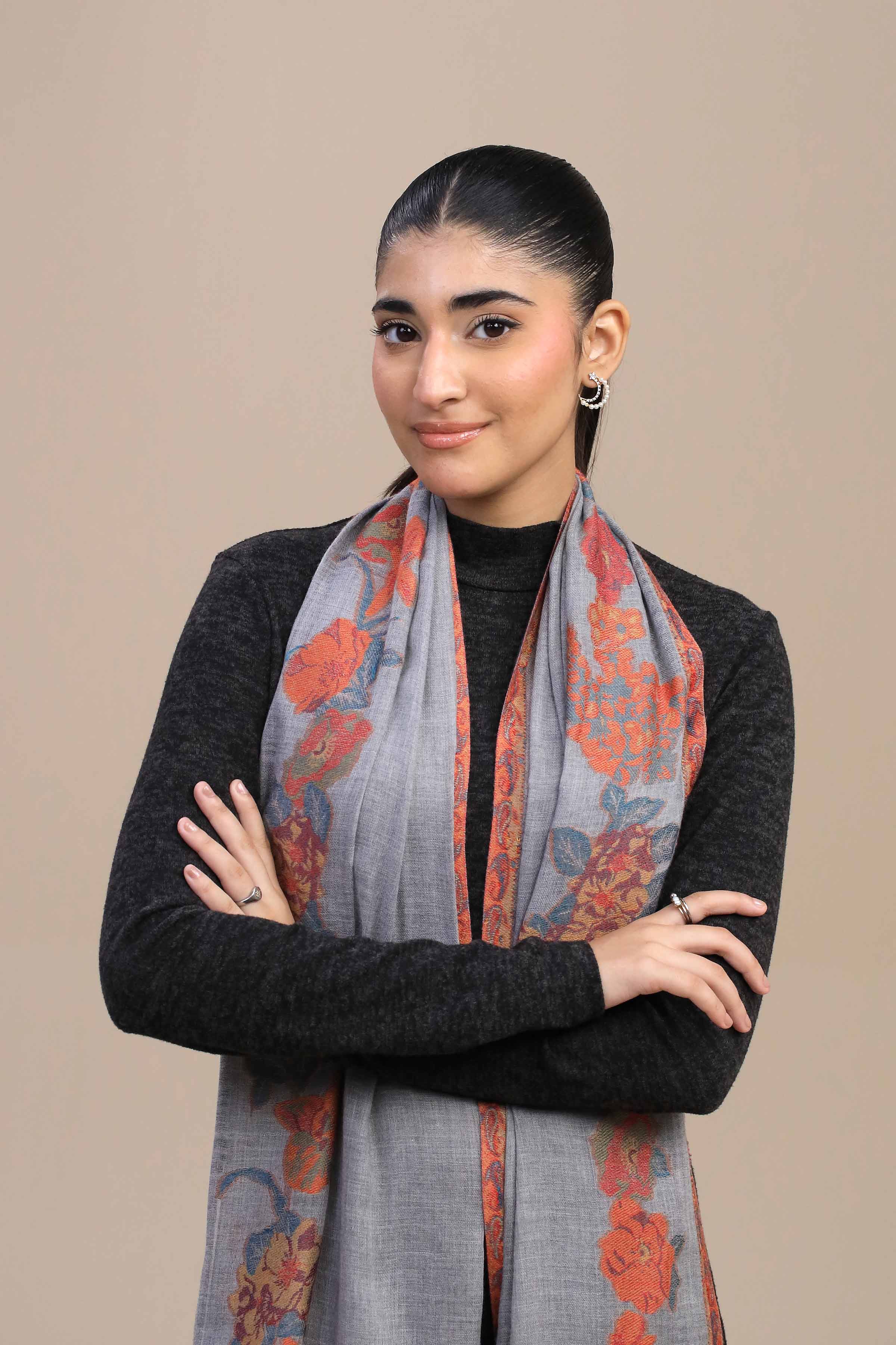 Grey Women Shawl-446782111 - Image 4
